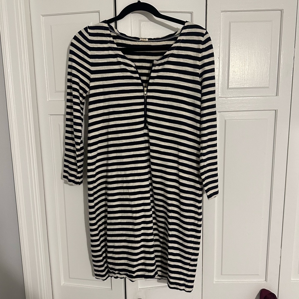 J Crew striped zip front dress.